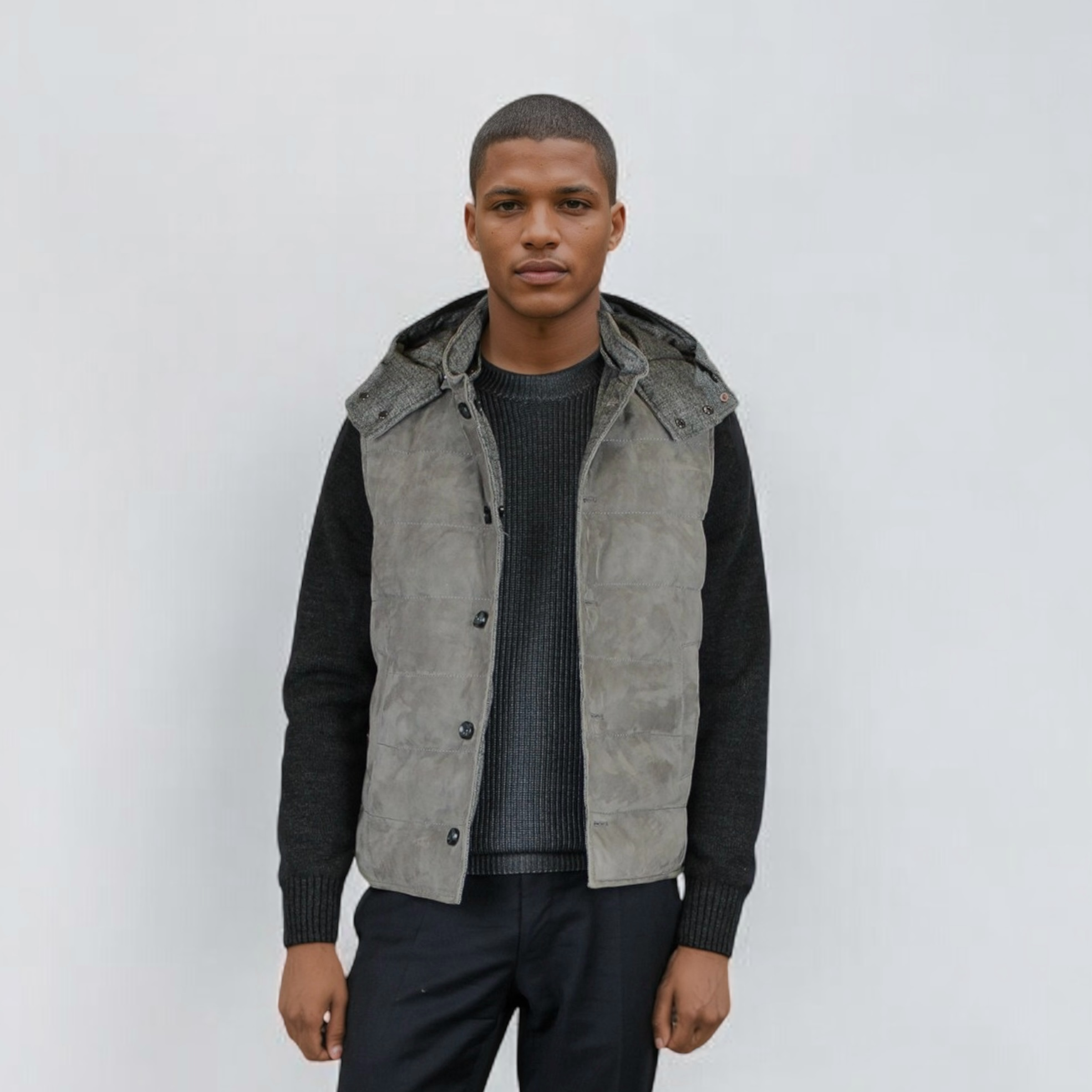 images/virtuemart/product/THE JACK LEATHEHRS EREDI PISCOPO Giubbotto Brad Knit in suede BRAD KNIT REV SMOKE+ANTRACITE on model 2.png